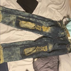 Distressed bootcut jeans